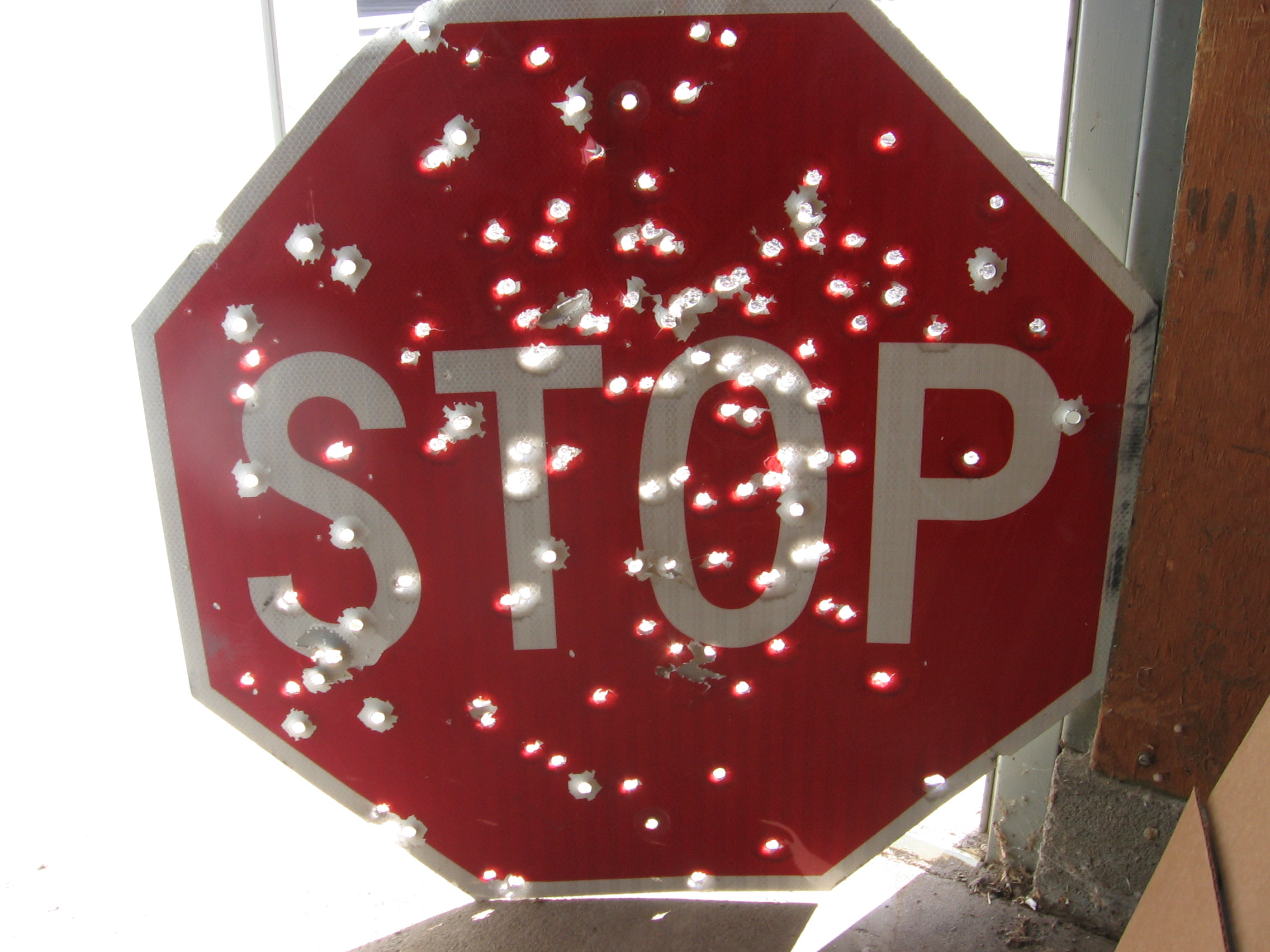 stop sign shotup